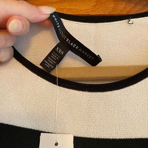 White House black market black and white flare midi dress